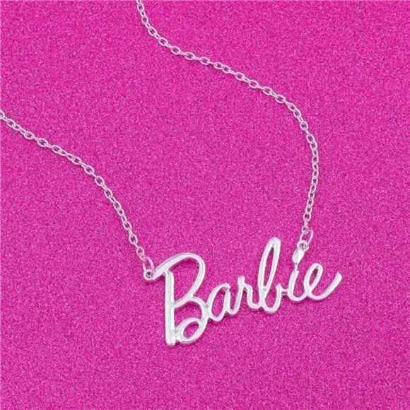 pink Barbie logo necklace for women girl pendant chain jewelry gift accessory - Picture 3 of 7